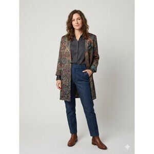 Vintage Dark Paisley Cuffed Sleeve Jacket Victorian Revival